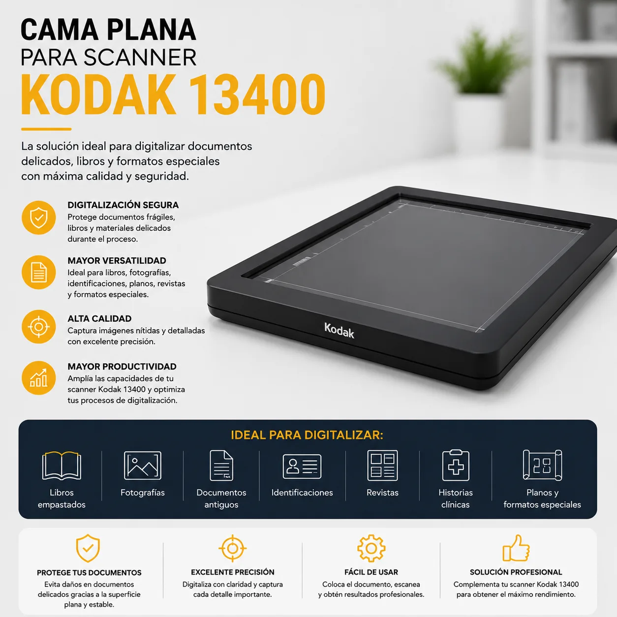 Cama plana para escaner Kodak 13400