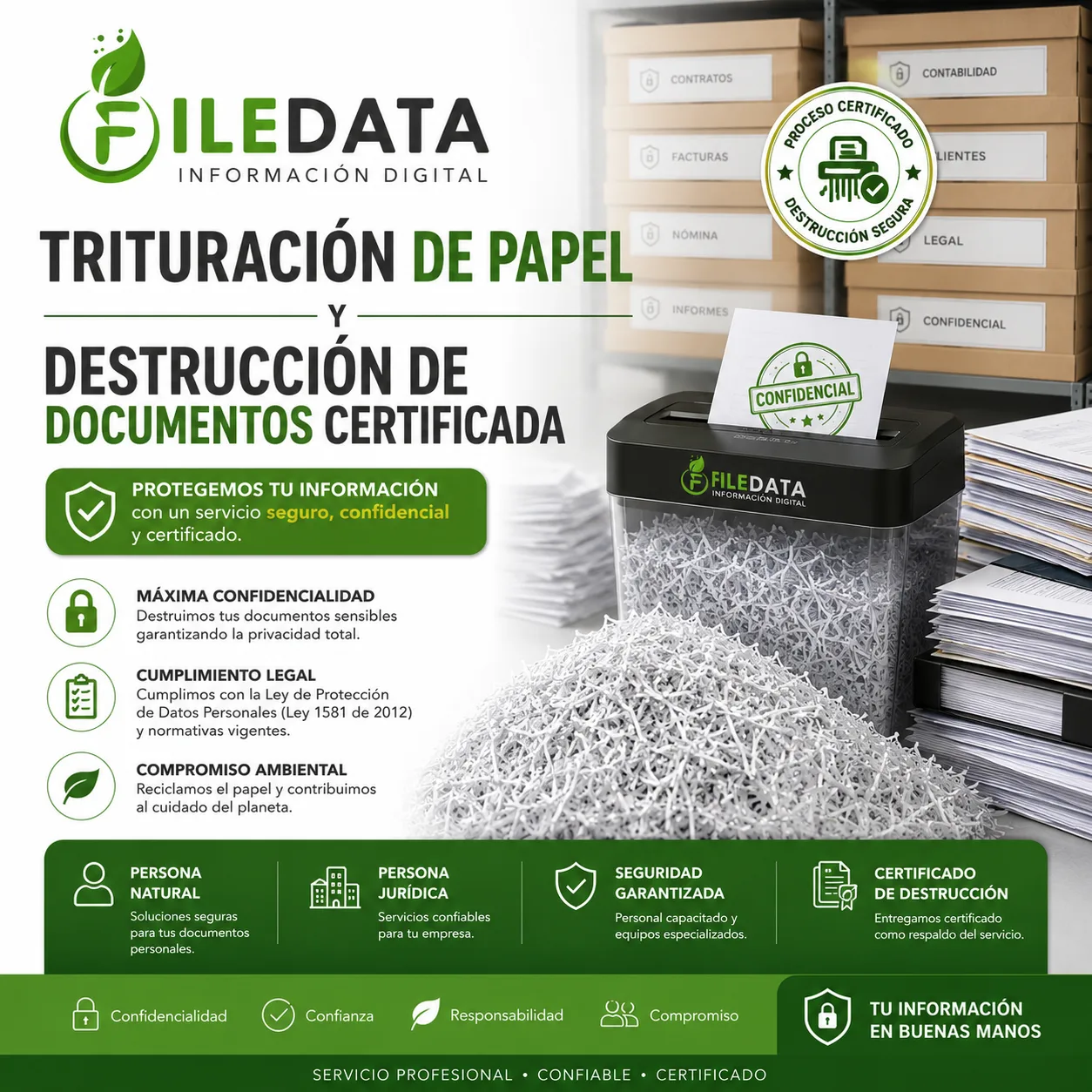 Trituración de Papel y Destrucción de Documentos Certificada