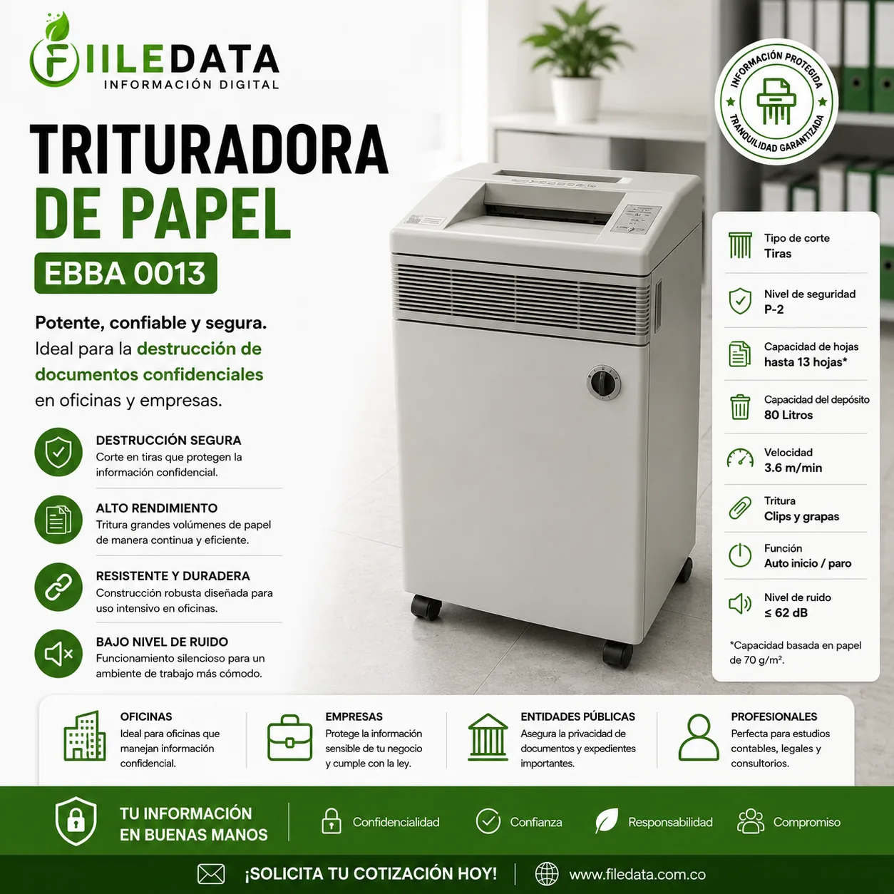 Trituradora De Papel EBBA 0013