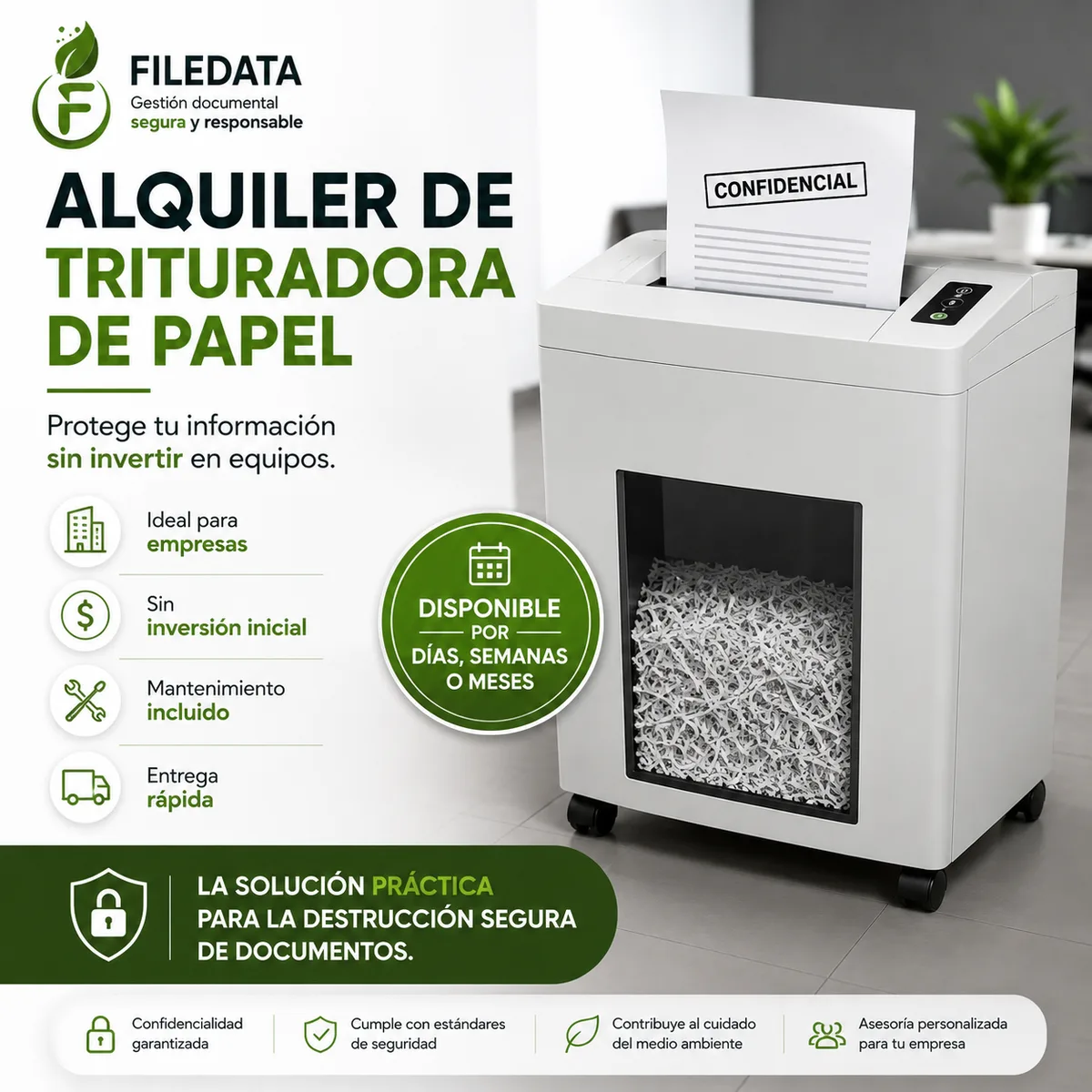 Alquiler de trituradoras de papel