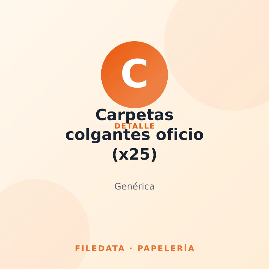 Carpetas colgantes oficio (x25) — Genérica
