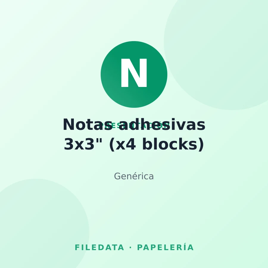 Notas adhesivas 3x3" (x4 blocks) — Genérica