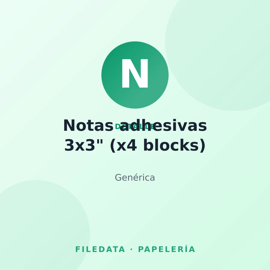 Notas adhesivas 3x3" (x4 blocks) — Genérica
